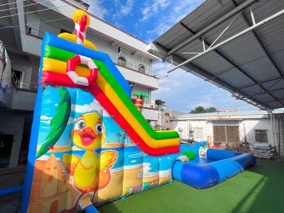 Надувная водная горка «Цыпа на волнах» с бассейном 14×8×7,3 м