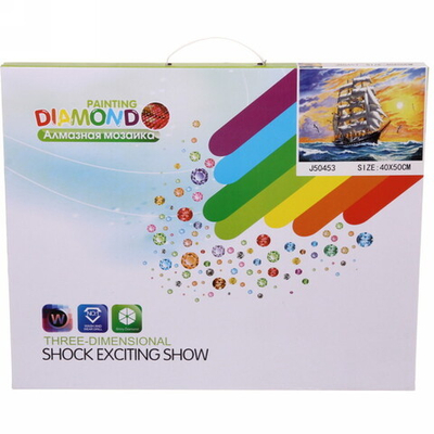 Алмазная мозаика 40*50см «Корабль в море» с полным заполнением, напечатанной рамкой, на деревянном подрамнике J50453