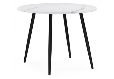 Стол деревянный Woodville Абилин 100 мрамор черный, черный матовый стол, ножки черные