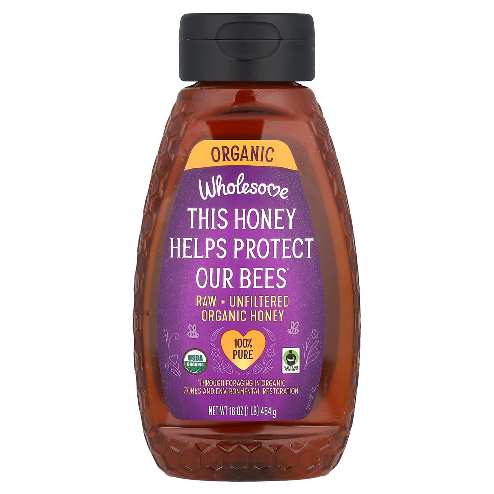 Wholesome Sweeteners, органический, необработанный и нефильтрованный мед, 454 г (16 унций)