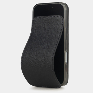 Чехол iPhone 17 Pro натуральная кожа сафьяно, черного цвета