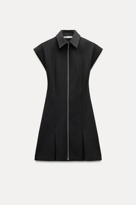 ZARA МИНИ-ПЛАТЬЕ С МОЛНИЕЙ, ЧЕРНЫЙ