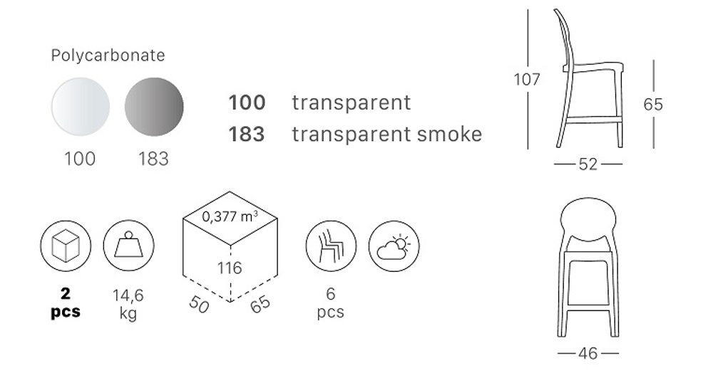 Стул полубарный прозрачный Igloo