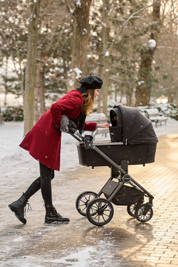 Детская коляска Peppy Monaco 2 в 1 Black (черный), рама черная матовая