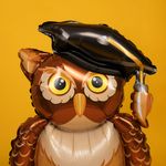 Шар 3D (35''/89 см) Фигура на подставке, Сова Выпускник, 1 шт. в уп.