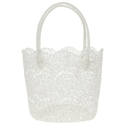 Корзина плетеная "Кружево" (ткань) 27x20xH23см (Белый)