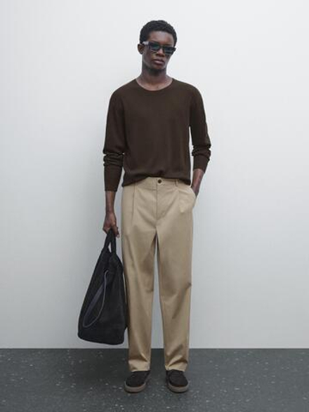 Massimo Dutti Брюки свободного кроя с вытачками, бежевый