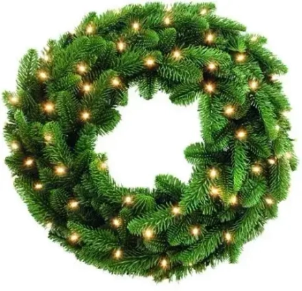 Хвойный венок Нормандия 60 см., 72 лампы, темно-зеленый, Triumph Tree (73737)