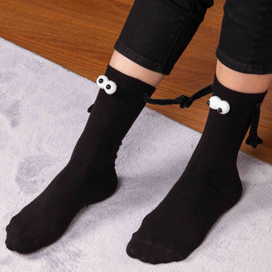 Носки парные с магнитом Большие глазки черный