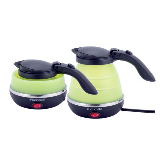 Чайник электрический 0,5 л. силиконовый складной Kamille KM-1723 зелёный с чёрным