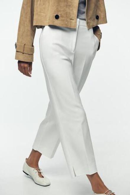 ZARA БРЮКИ С РАЗРЕЗАМИ СНИЗУ, ЭКРЮ