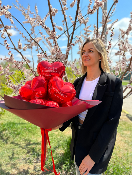 букет из сердец красный №3778