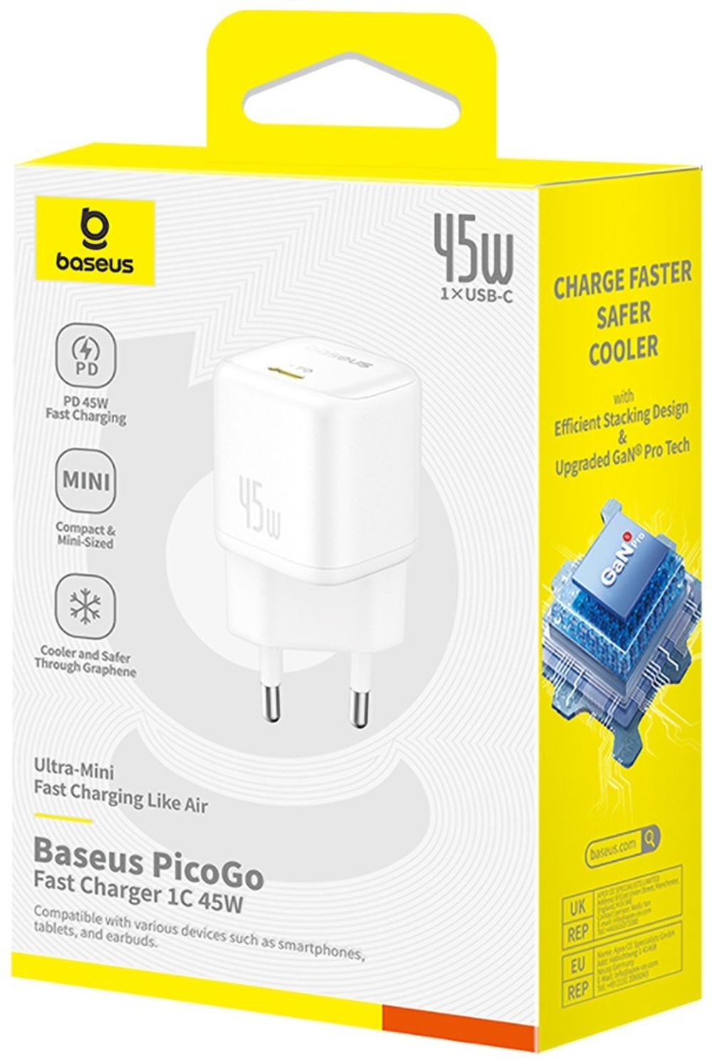 Зарядное устройство Baseus PicoGo GaN6 Pro 1C 45W USB Type-C белый