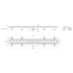 Трап линейный пласт. СУХОЙ 850*62 вып.40мм, стальн. нерж решетка матовая "Бимс" АНИ пласт TLQ1485M