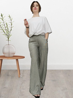 20623 Брюки-палаццо женские пике серо/белая полоска (56)