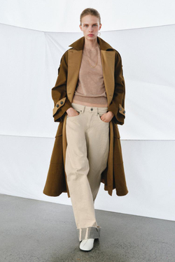 ZARA ДЛИННЫЙ КОМБИНИРОВАННЫЙ ТРЕНЧ — ZW COLLECTION, МЯГКИЙ КАШТАНОВЫЙ