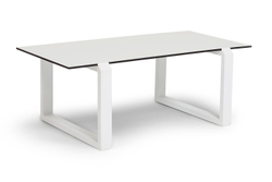 "Варадеро" журнальный стол из HPL 110х60 H43, каркас алюминий белый муар, цвет столешницы "молочный"