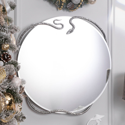 Зеркало настенное Змея Серпентис Античное серебро