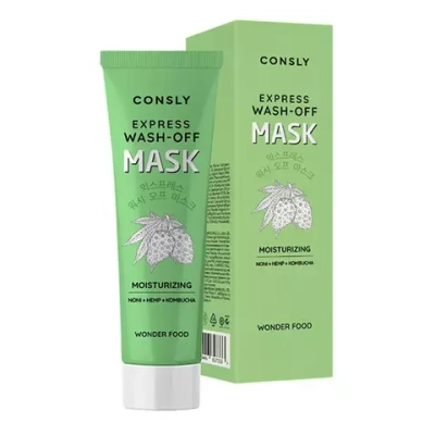Экспресс-маска для интенсивного увлажнения и восстановления кожи c экстрактами нони, семян конопли и Комбучей, 50мл, Consly