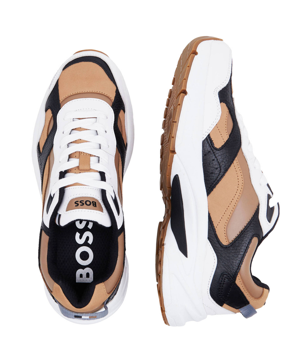 Кожаные кроссовки levitt_runn_lt BOSS BLACK - коричневый(50513142)