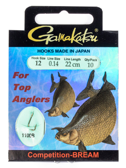 Крючки с поводком Gamakatsu Booklet BREAM COM 1100B разм. 12-0.14мм 22см 10шт.
