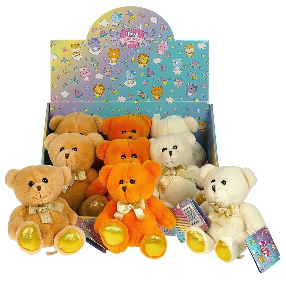 Мишки с золотыми лапками 14см, без чипа, 3 цвета, M098860-14D (Добрые игрушки) Мишки с золотыми лапками 14см, без чипа, 3 цвета, M098860-14D (Добрые игрушки)