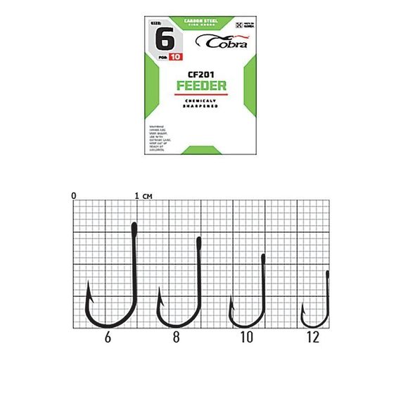 Крючки Cobra FEEDER CF201  №6, 10 шт.