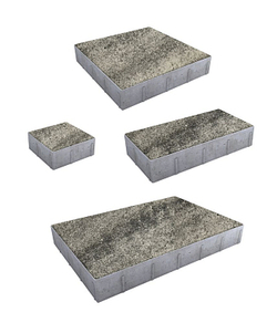 Тротуарная плитка ГРАНДО Листопад гладкий Антрацит, комплект из 4 видов плит