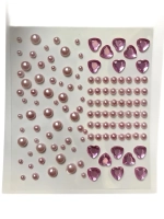 Стразы самоклеющиеся для лица и тела сердечки и кружочки Розовые