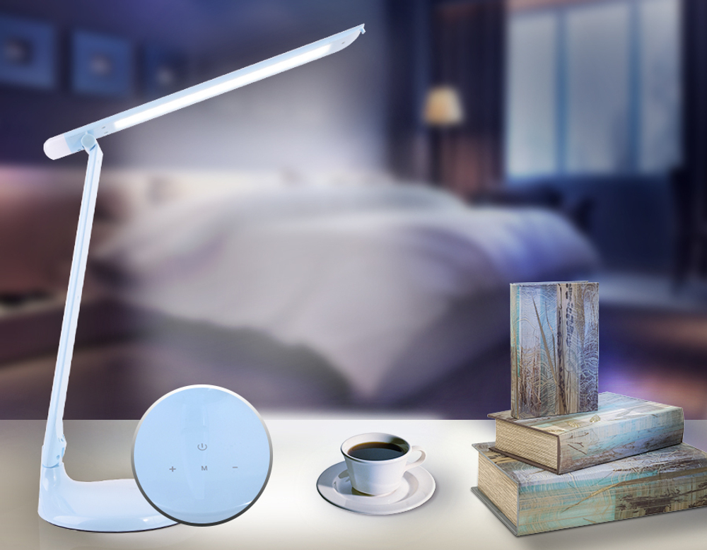 Настольная светодиодная лампа с ночником DE550 BL голубой LED 3000-6400K 8W