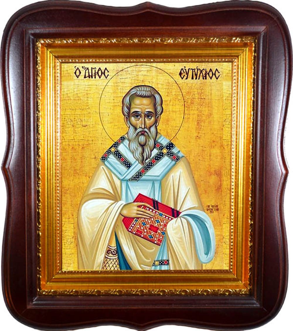 В киоте.	Евтихий Константинопольский Святитель. Икона на холсте.