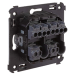 Выключатель двухклавишный в стену, "Avanti", "Черный матовый"