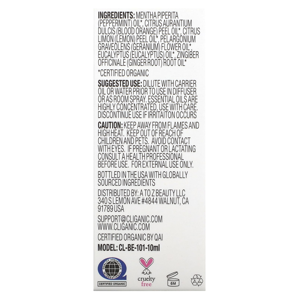 Cliganic, Смесь эфирных масел, Power Up, 10 мл (0,33 жидк. унц.)