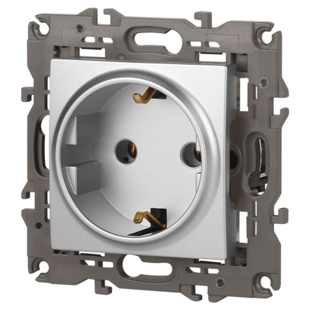 Розетка ЭРА Elegance 14-2101-03 с заземлением 2P+E Schuko 16A-250В IP20 алюминий