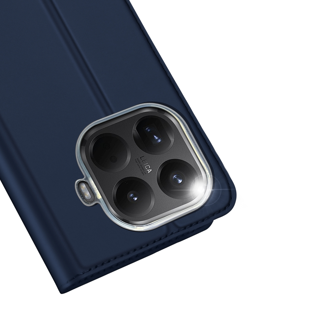 Чехол книжка из кожи синего цвета от Dux Ducis для Xiaomi 15T Pro, серия Skin Pro Series