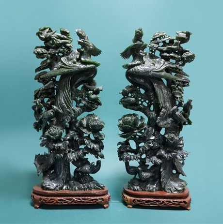 Винтаж: Нефритовые фигуры с фазанами