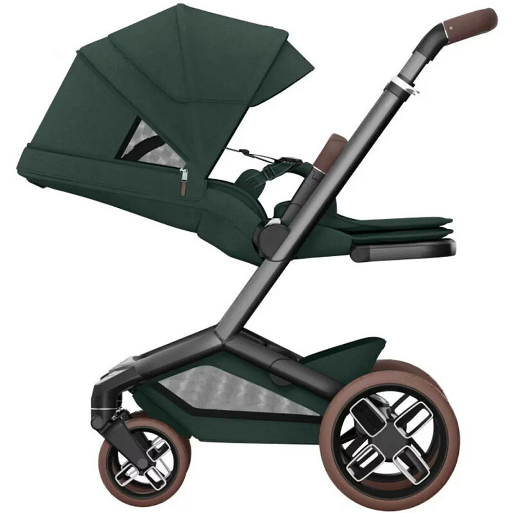 Детская коляска Maxi-Cosi Fame 3 в 1 с автокреслом CabrioFix Essential black Twillic Green/зеленый
