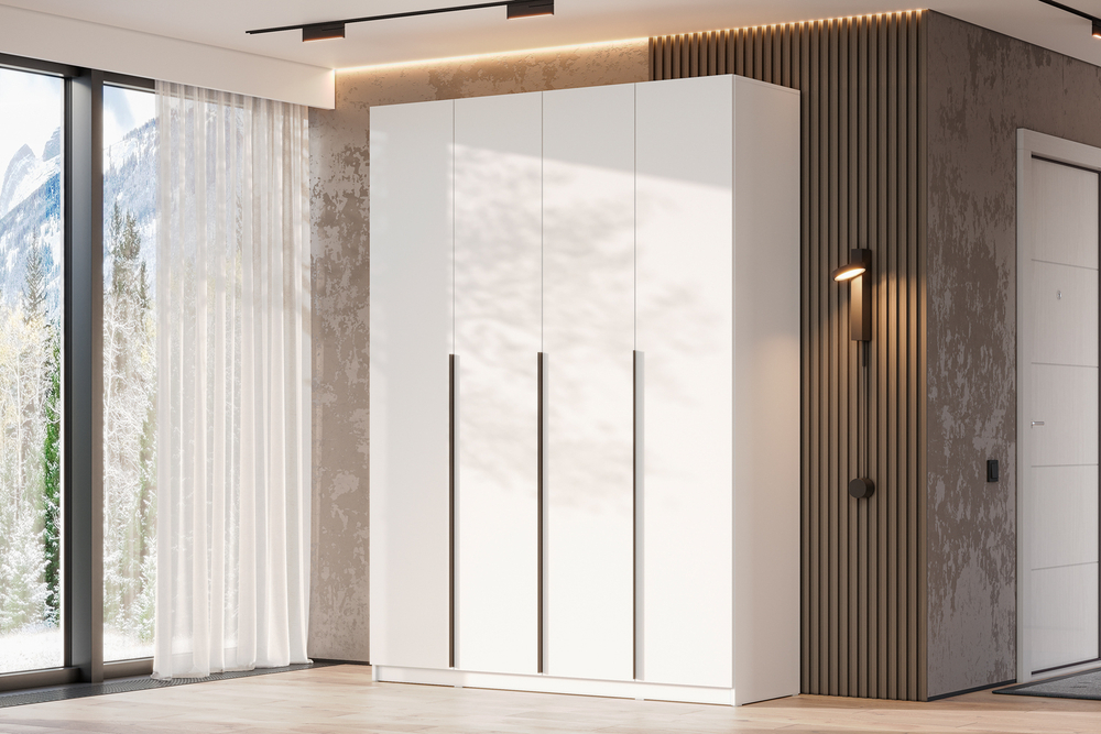 Шкаф распашной (9 полок + штанга) ШК 5 (1600), Белый