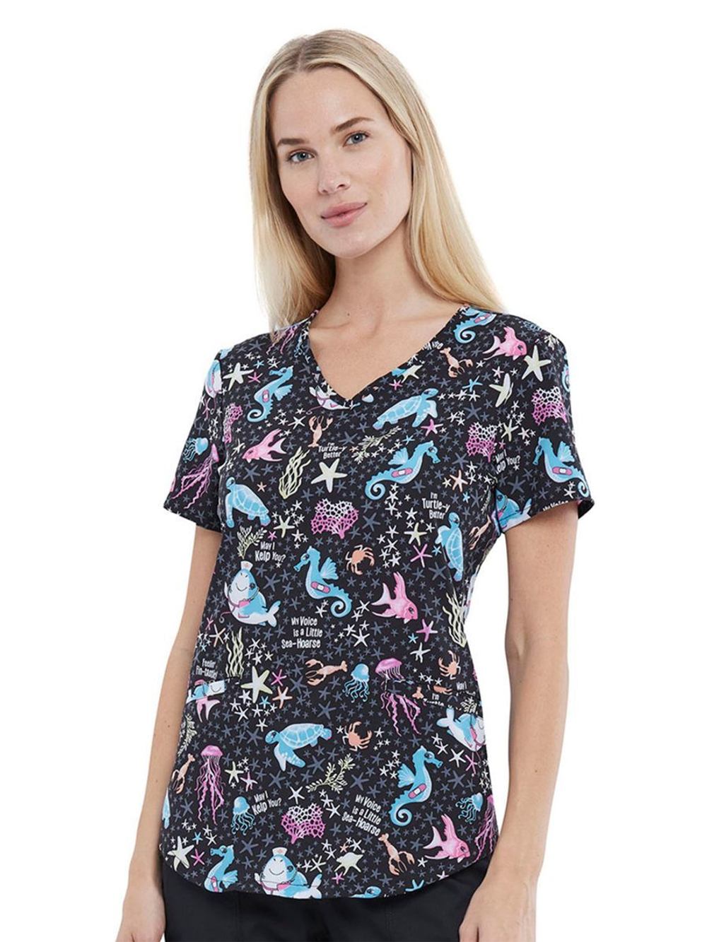 Топ медицинский женский Cherokee CK637, морской, S