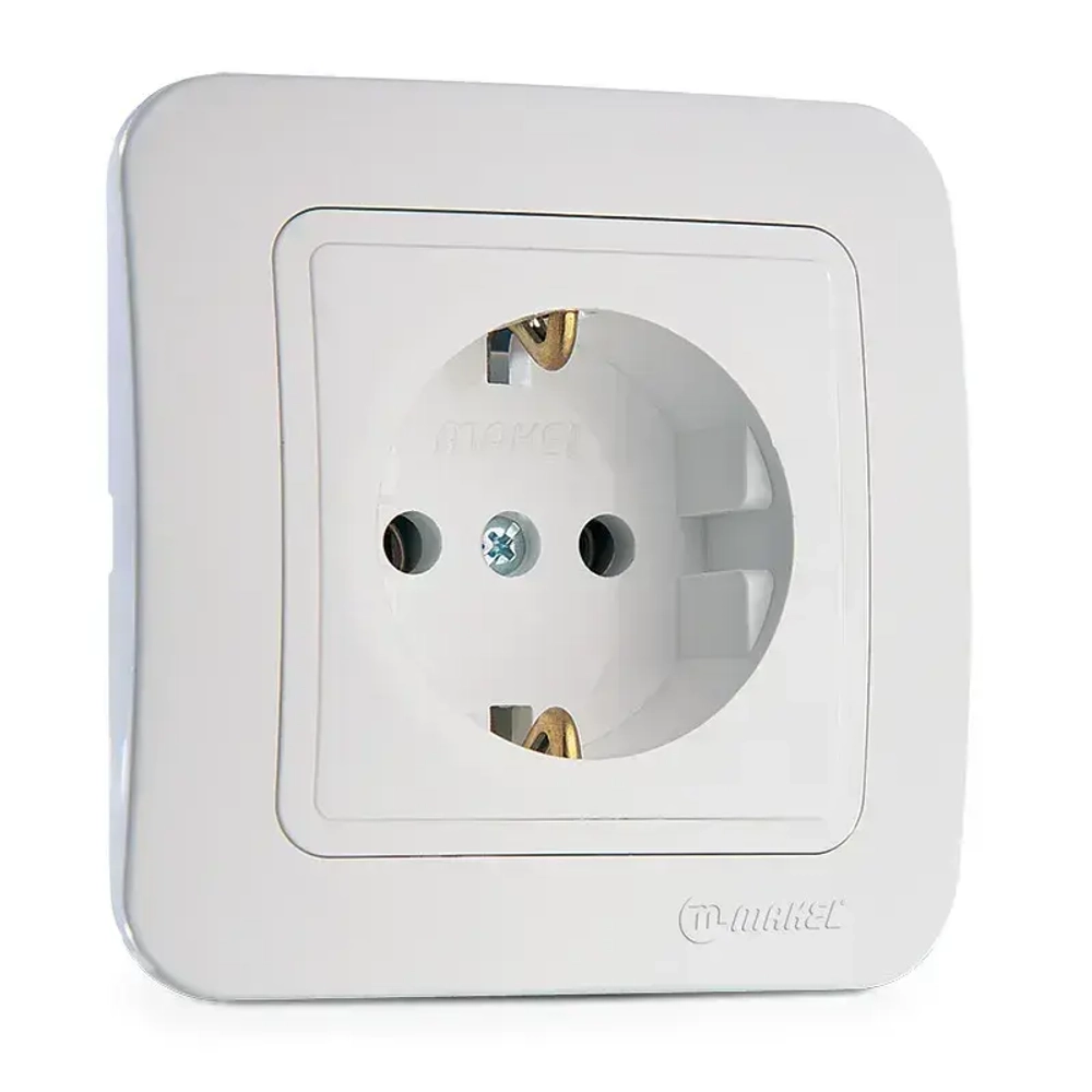 Розетка 70028 Lilium Makel одинарная с заземлением белая
