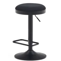 Барный табурет Zaib, 58-80 см, черный шенилл, черная ножка