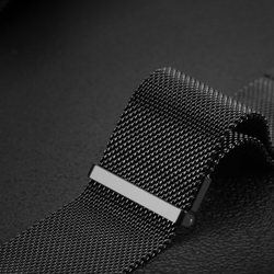 Ремешок из нержавеющей стали черного цвета от Dux Ducis для смарт часов Samsung Galaxy Watch 3, 4, 5, 6 и 7 (размер крепления 20мм), серия Milanese Series (миланская петля)