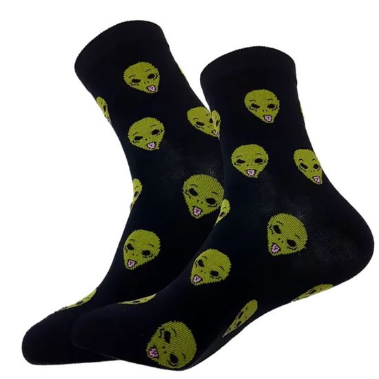 Носки "Зеленые человечки. Атака пришельцев", р-р 36-40 (черный)