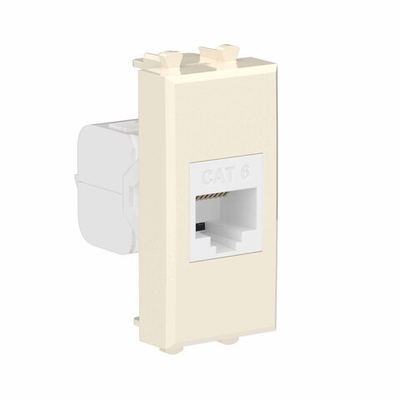 Компьютерная розетка RJ-45 без шторки модульная, кат.6, "Avanti", "Ванильная дымка", 1 модуль