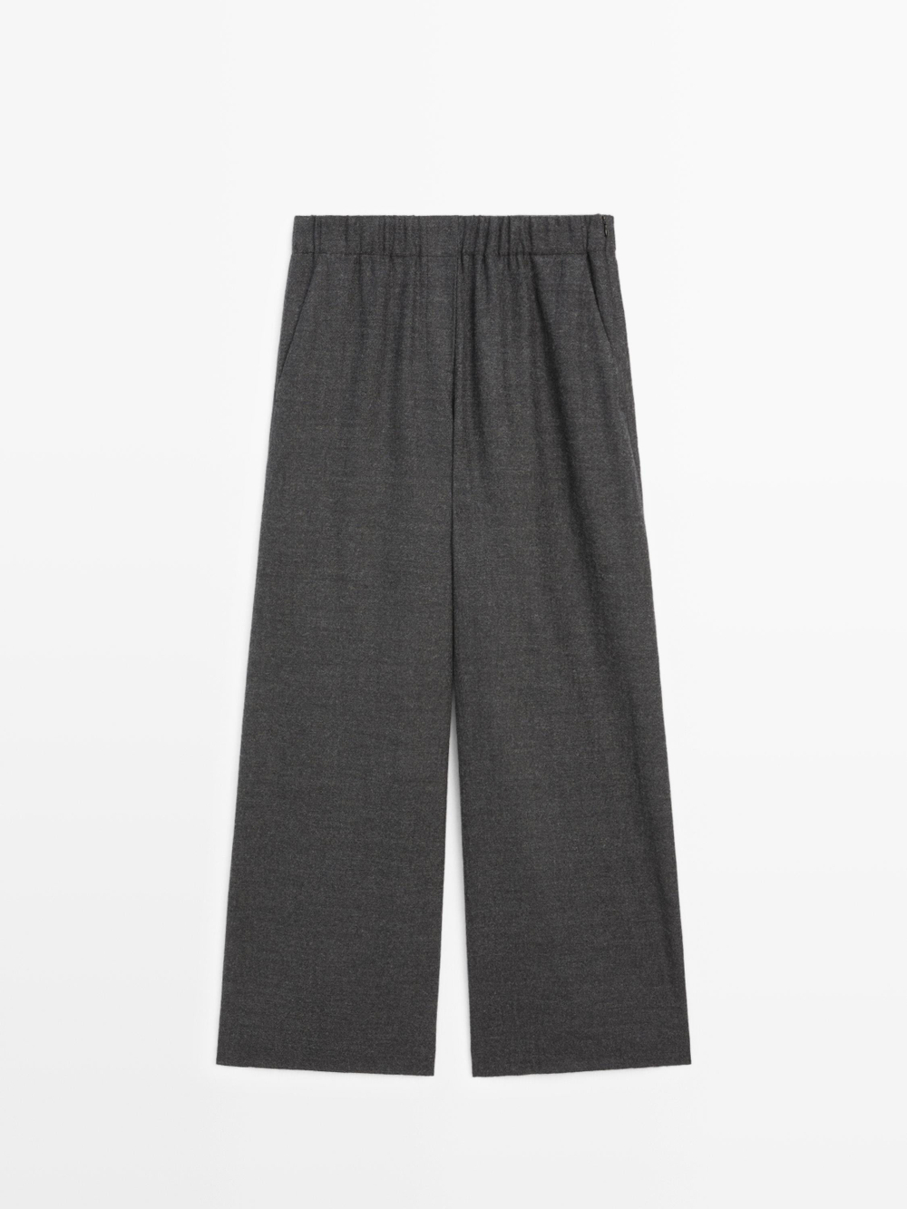 Massimo Dutti Брюки широкие, текстурированные, из 100% шерсти, темно-серый