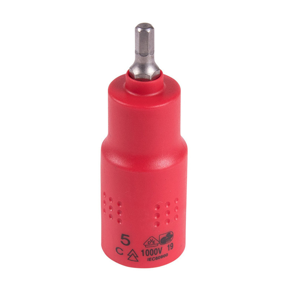 KING TONY (4025VE05) Насадка (бита) торцевая диэлектрическая 1/2", HEX, 5 мм, L = 75 мм