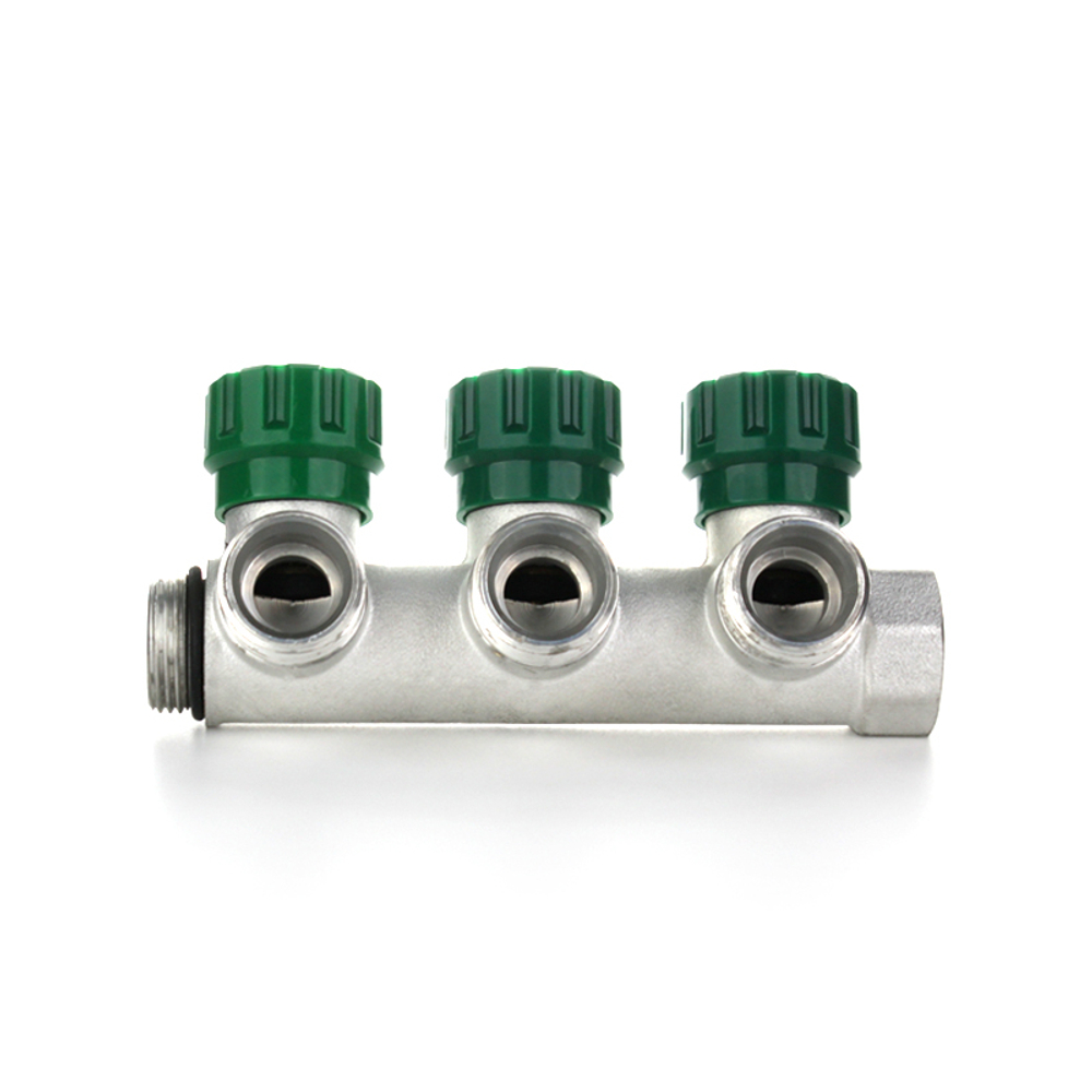 Коллектор регулирующий проходной ELSEN- 3/4" (ВР/НР) на 3 контура 3/4"ЕК (TIN покрытие)