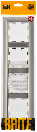 BRITE Рамка 4-местная РУ-4-Бр металл хром/никель IEK