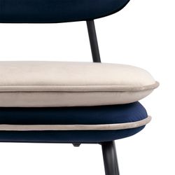 Стул с контрастным кантом Pea, велюр, темно-синий/бежевый