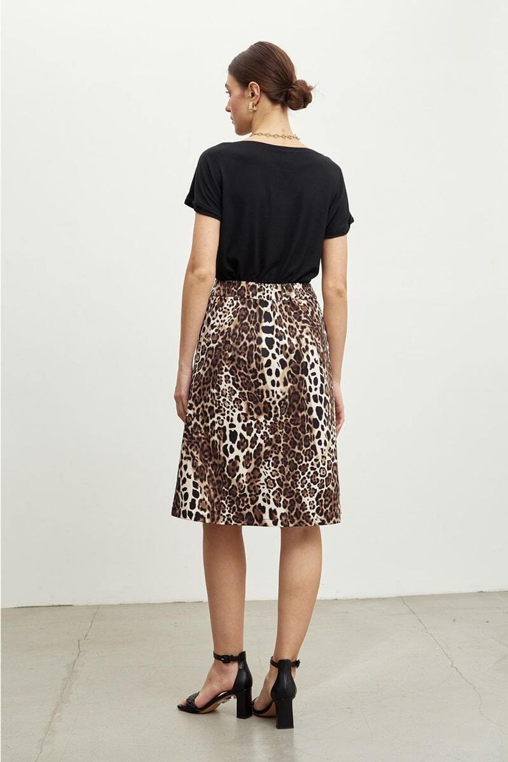 Юбка на пуговицах леопардовый хлопок